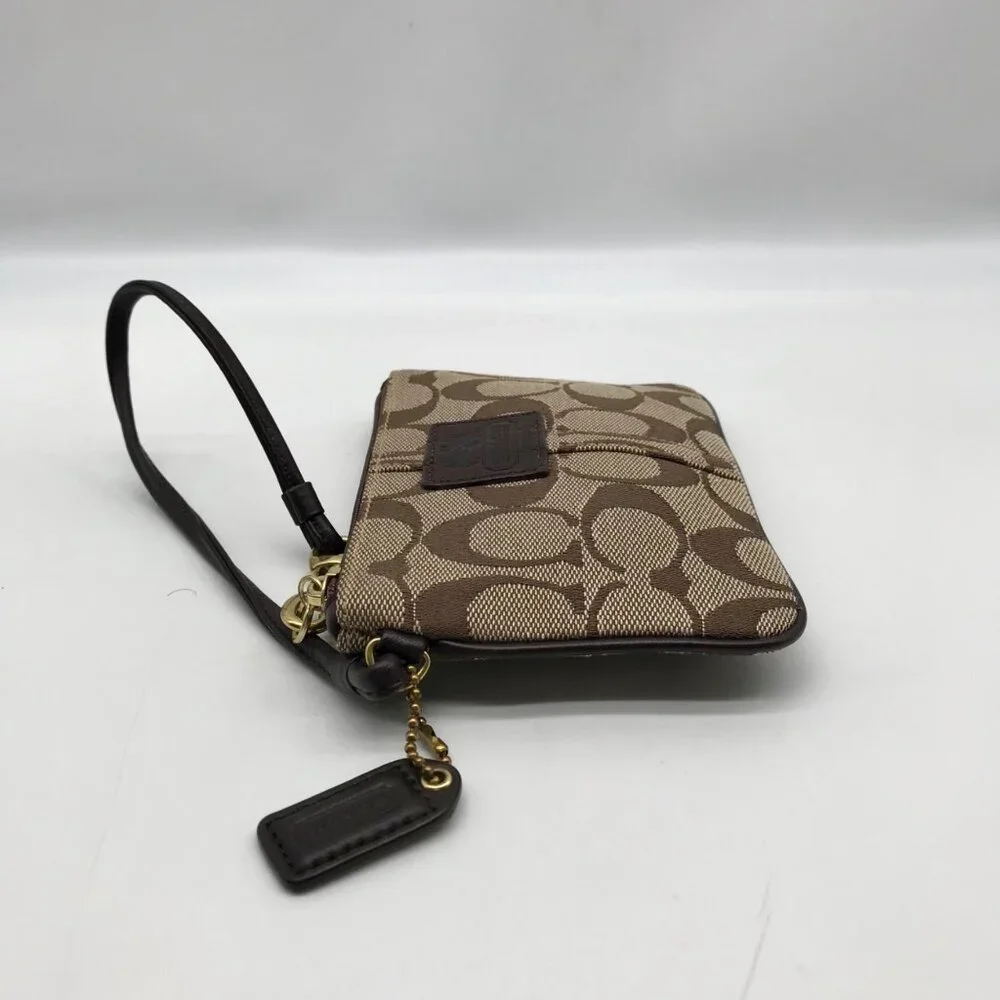 Coach Khaki Canvas Signature C Monogram Wristlet_3